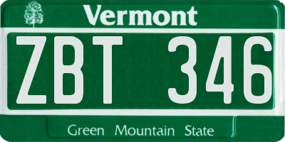 VT license plate ZBT346