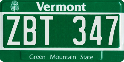 VT license plate ZBT347