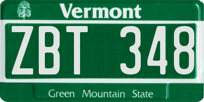 VT license plate ZBT348