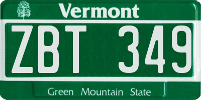 VT license plate ZBT349