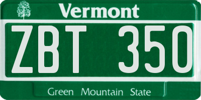 VT license plate ZBT350