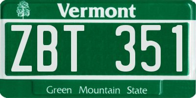 VT license plate ZBT351