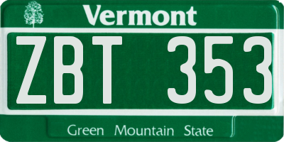 VT license plate ZBT353