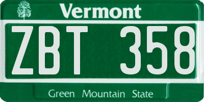 VT license plate ZBT358