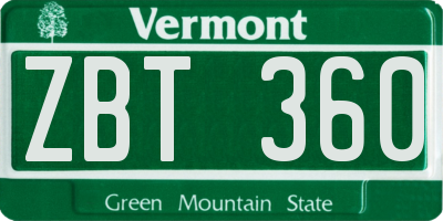 VT license plate ZBT360
