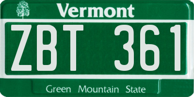 VT license plate ZBT361