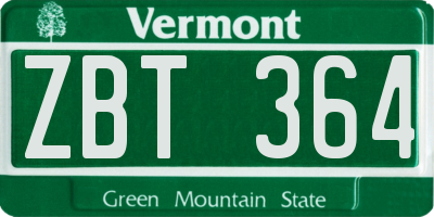 VT license plate ZBT364