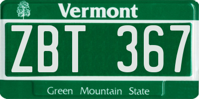 VT license plate ZBT367