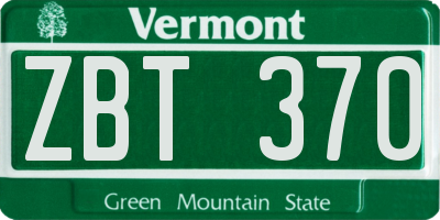 VT license plate ZBT370