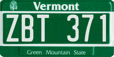 VT license plate ZBT371