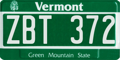 VT license plate ZBT372