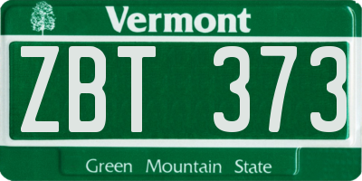 VT license plate ZBT373