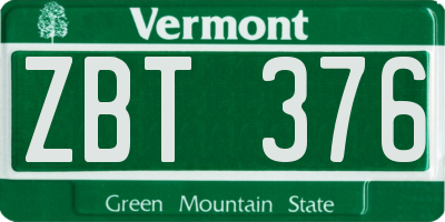 VT license plate ZBT376