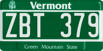 VT license plate ZBT379