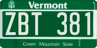 VT license plate ZBT381