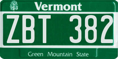 VT license plate ZBT382