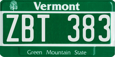 VT license plate ZBT383