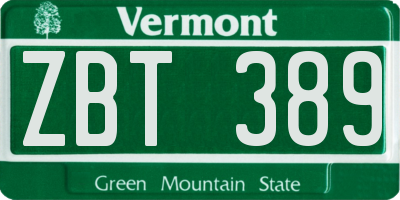 VT license plate ZBT389