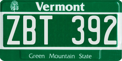 VT license plate ZBT392