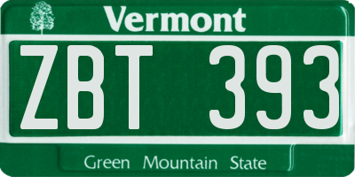 VT license plate ZBT393