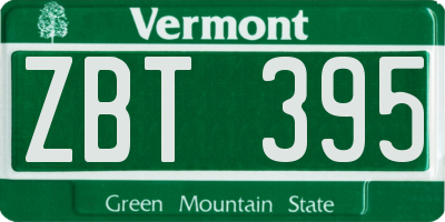 VT license plate ZBT395