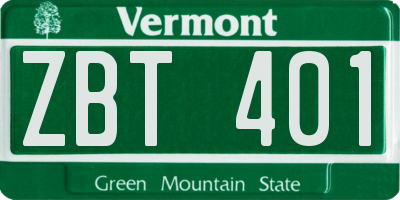 VT license plate ZBT401