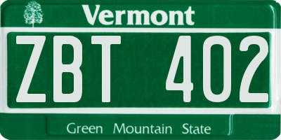 VT license plate ZBT402