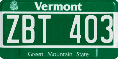VT license plate ZBT403