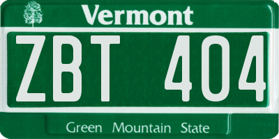 VT license plate ZBT404