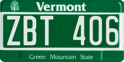 VT license plate ZBT406