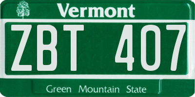 VT license plate ZBT407