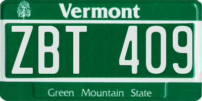VT license plate ZBT409