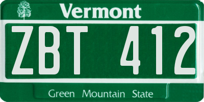 VT license plate ZBT412