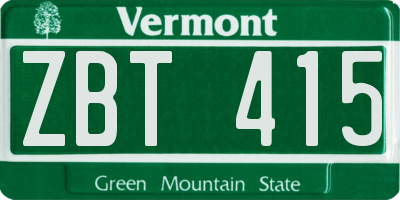 VT license plate ZBT415