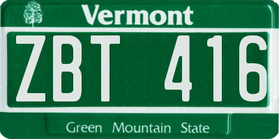 VT license plate ZBT416