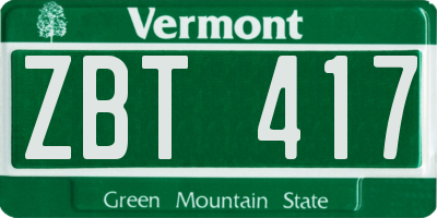 VT license plate ZBT417