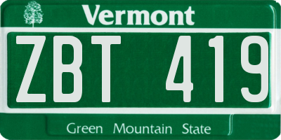 VT license plate ZBT419