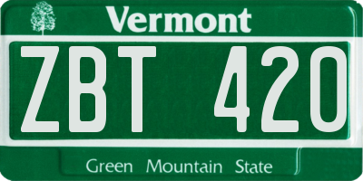 VT license plate ZBT420