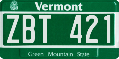 VT license plate ZBT421