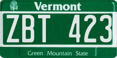 VT license plate ZBT423