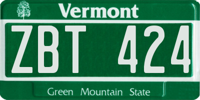 VT license plate ZBT424
