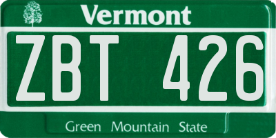 VT license plate ZBT426