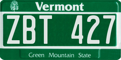VT license plate ZBT427