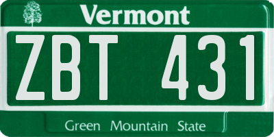 VT license plate ZBT431