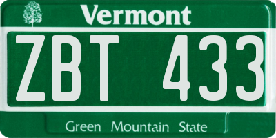 VT license plate ZBT433