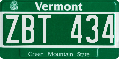 VT license plate ZBT434