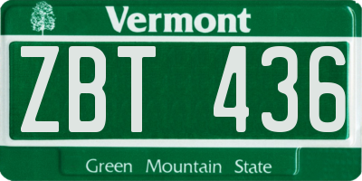 VT license plate ZBT436