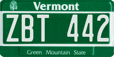 VT license plate ZBT442