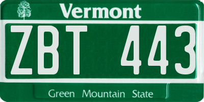 VT license plate ZBT443