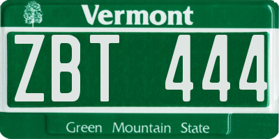 VT license plate ZBT444
